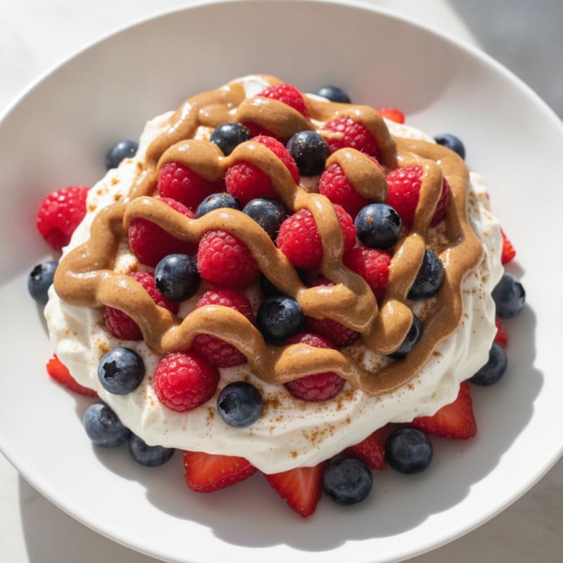 Greek Yogurt Protein Parfait with Berries and Almond Butter