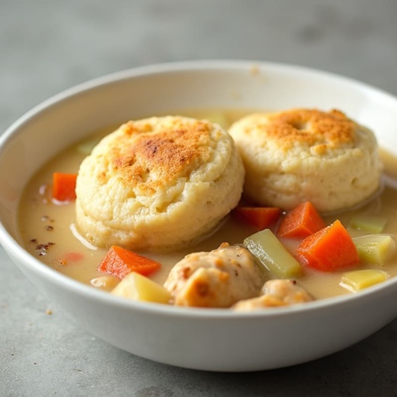 Creamy Chicken and Vegetable Stew with Fluffy Dumplings