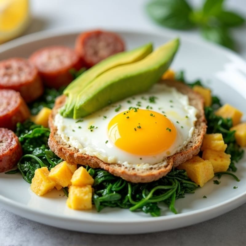 Egg White and Turkey Sausage Scramble with Spinach