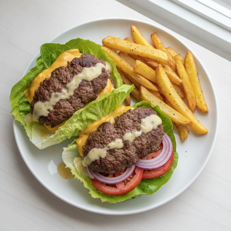 Clean Five Guys Style Cheeseburger and Fries