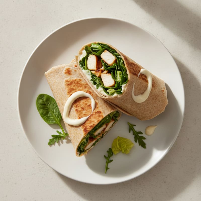 Grilled Chicken Wrap with Mixed Leaves and Light Mayo