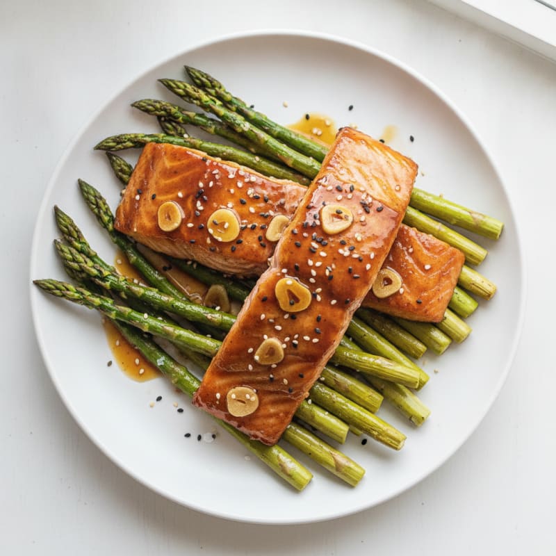 Teriyaki-Glazed Salmon with Roasted Asparagus