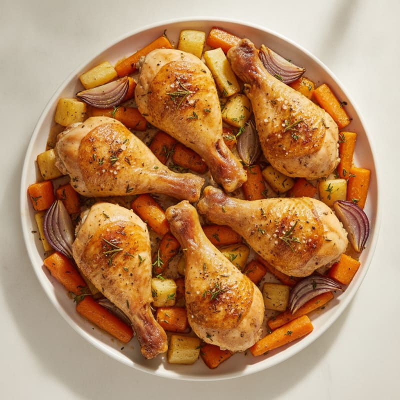 Herb-Roasted Chicken Drumsticks with Root Vegetables