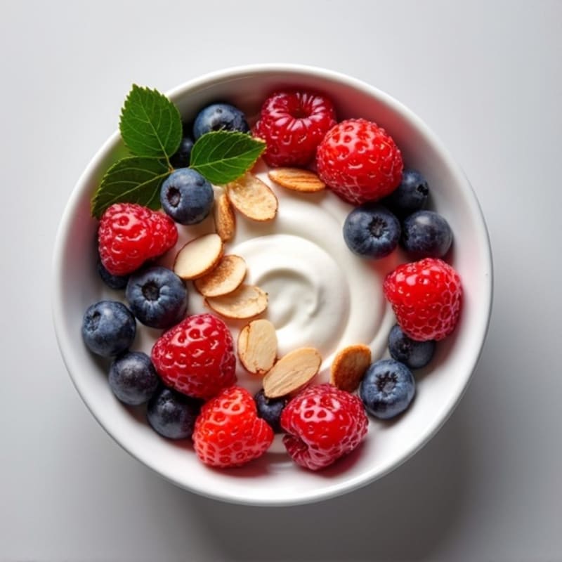 Greek Yogurt Protein Bowl with Mixed Berries and Almonds