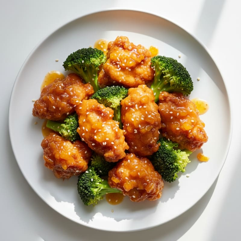 Crispy Orange Chicken with Zesty Broccoli