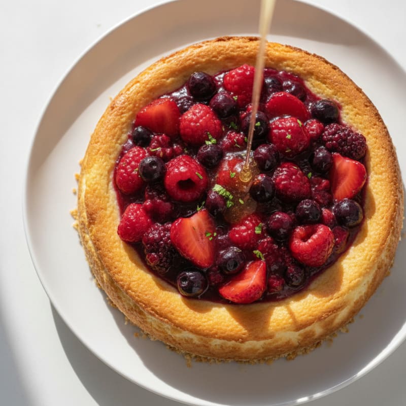 Greek Yogurt Protein Cheesecake with Mixed Berries