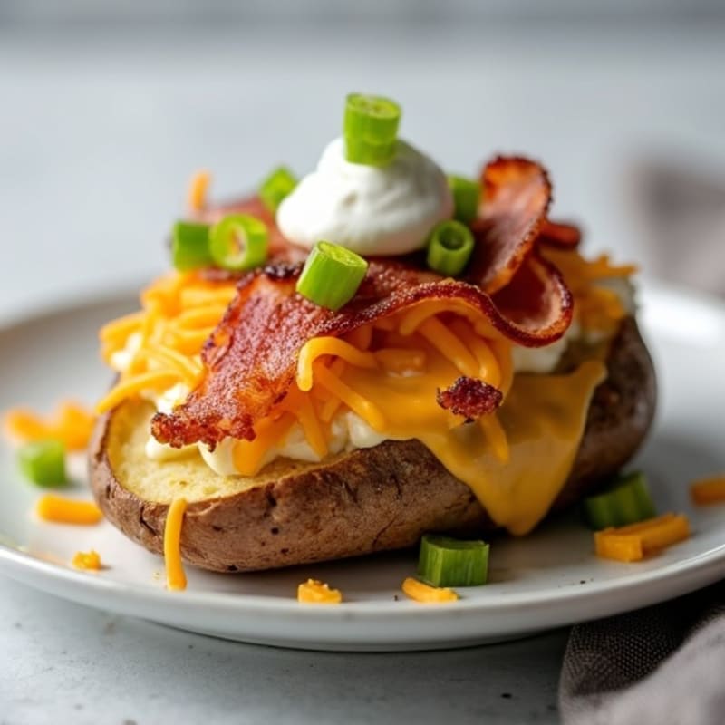 Loaded Baked Potatoes with Crispy Lean Bacon and Cheesy Topping