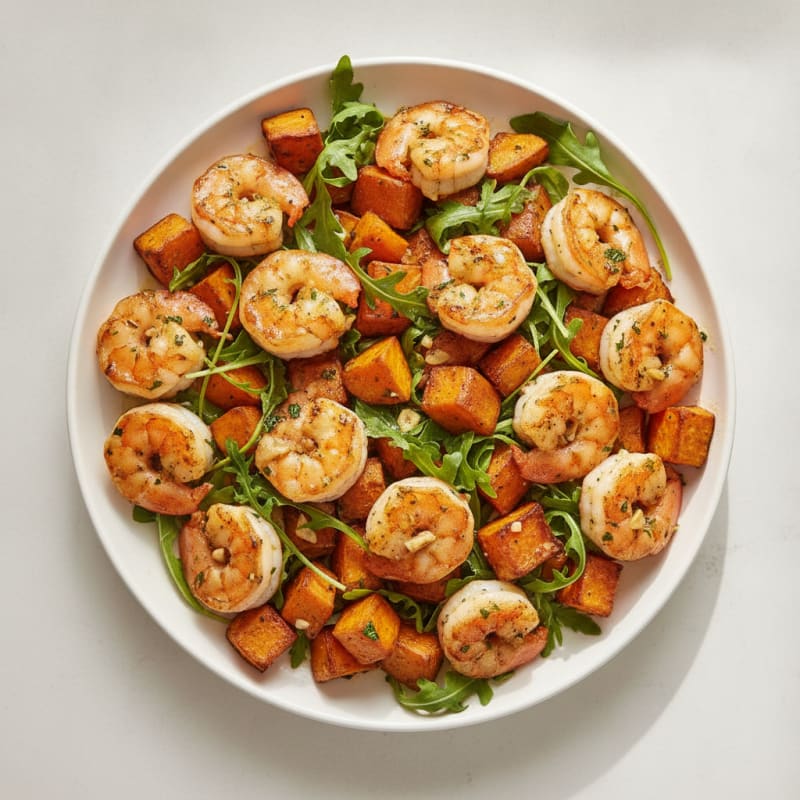 Garlic Shrimp and Roasted Sweet Potato Sheet Pan