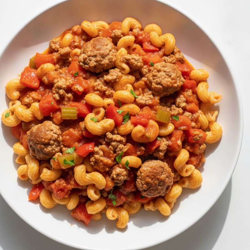 Hearty Beef Goulash with Protein Pasta