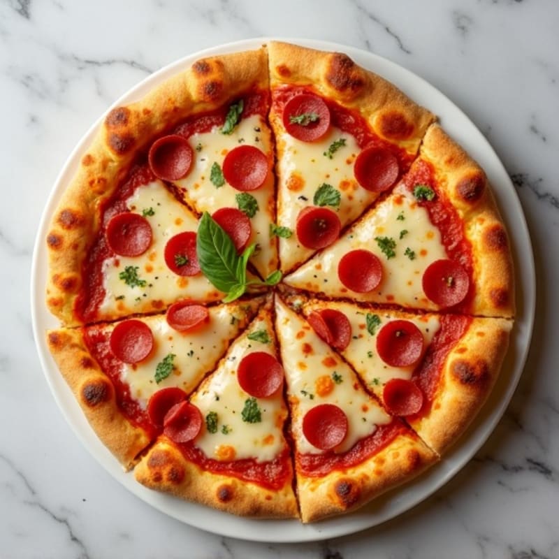 Crispy Chicken Pepperoni Pizza with Golden Mozzarella Edges