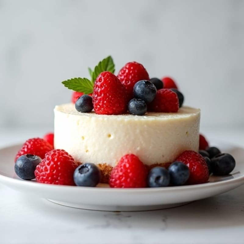 Greek Yogurt Protein Cheesecake with Mixed Berries