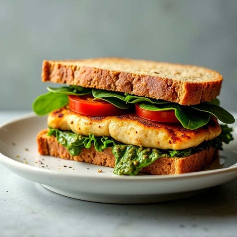 Herb-Pesto Grilled Chicken Sandwich with Fresh Greens
