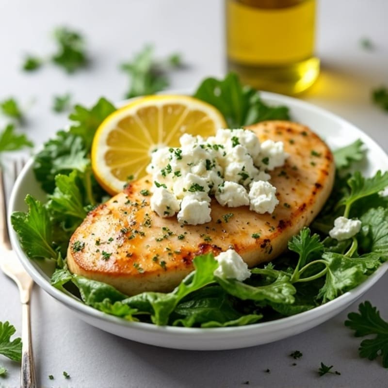 Lemon Herb Chicken with Fresh Greens and Creamy Feta