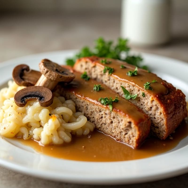 Herb-Seasoned Turkey Meatloaf with Mushroom Gravy