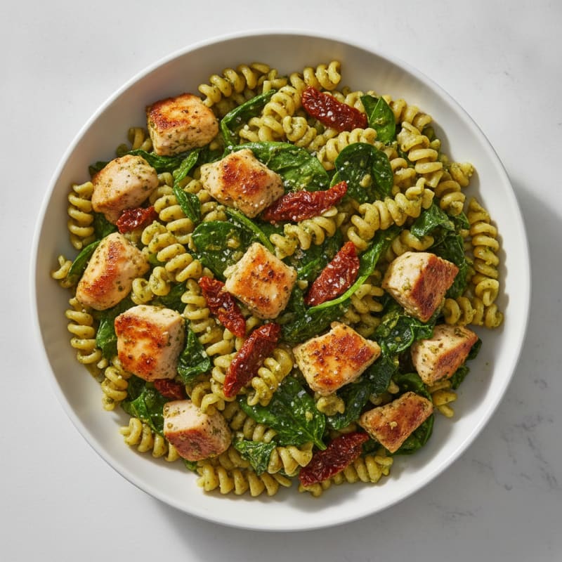 Pesto Chicken Pasta with Sun-Dried Tomatoes