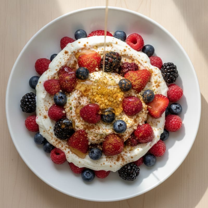 Greek Yogurt Protein Parfait with Mixed Berries