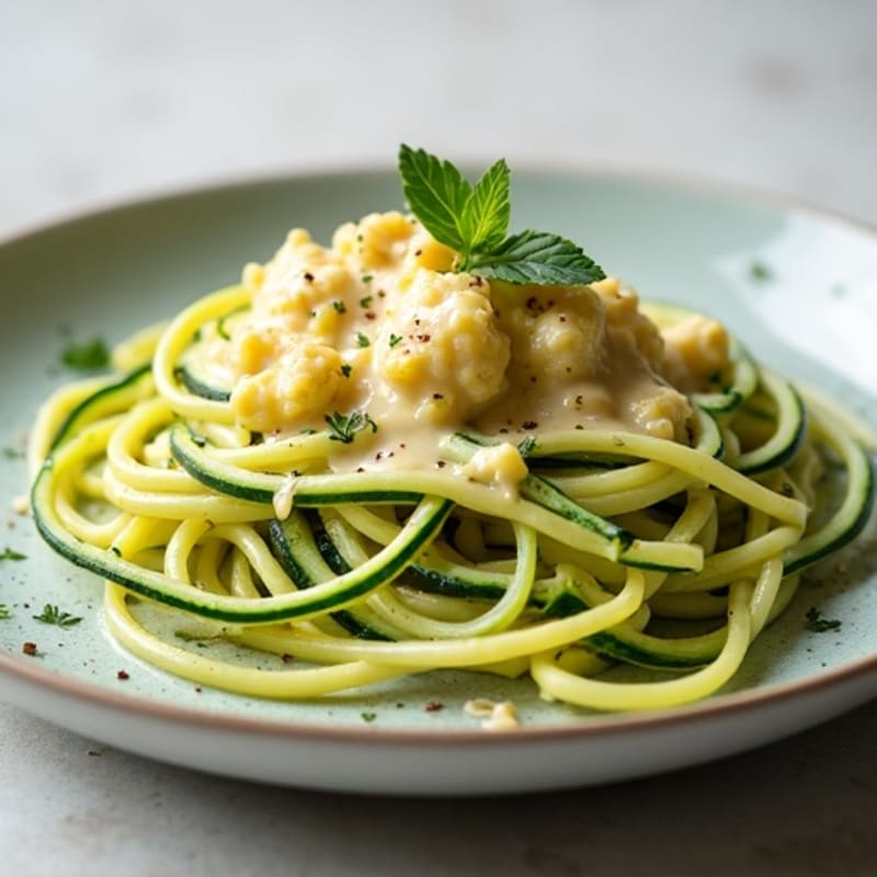 Creamy Cashew Cauliflower Alfredo with Zucchini Noodles