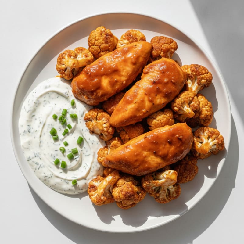 Buffalo Cauliflower with Ranch Dipping Sauce