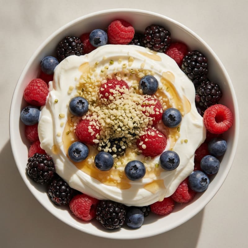 Greek Yogurt Protein Parfait with Mixed Berries