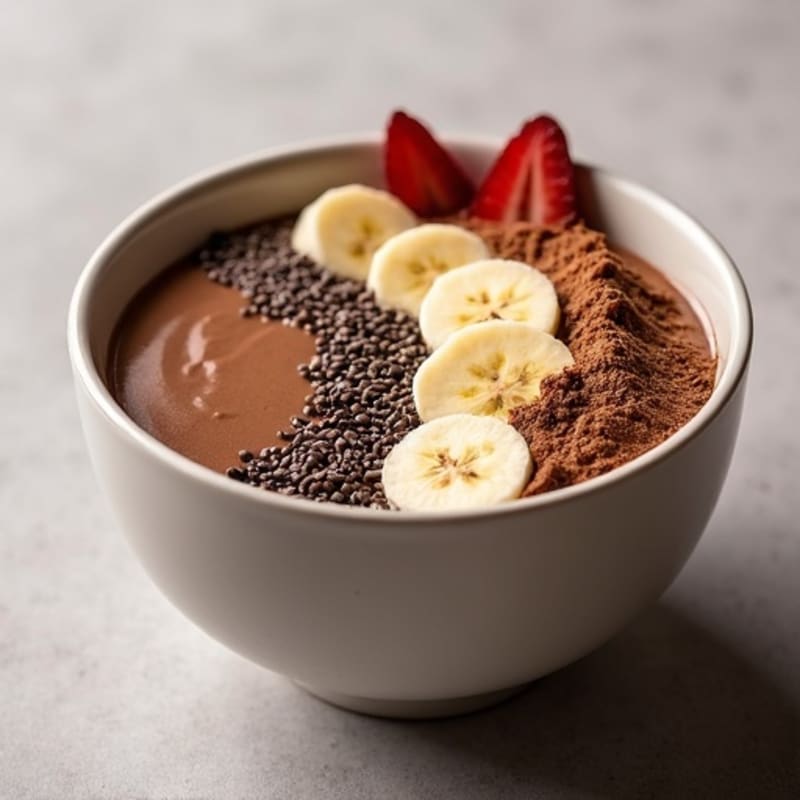 Chocolate Protein Smoothie Bowl with Banana and Chia Seeds