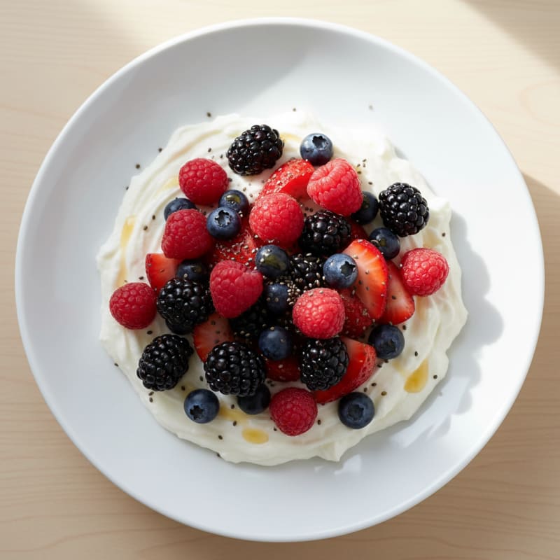 Creamy Greek Yogurt Protein Pudding with Mixed Berries