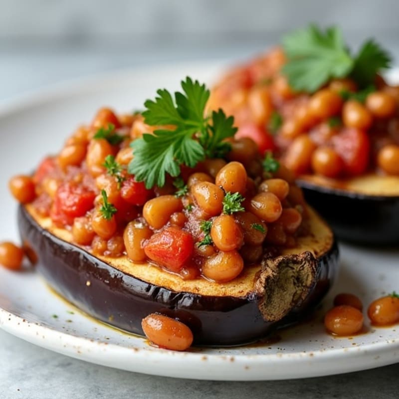 Hearty Vegan Stuffed Eggplant with Savory Lentils