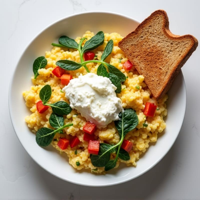 Egg White Veggie Scramble with Cottage Cheese