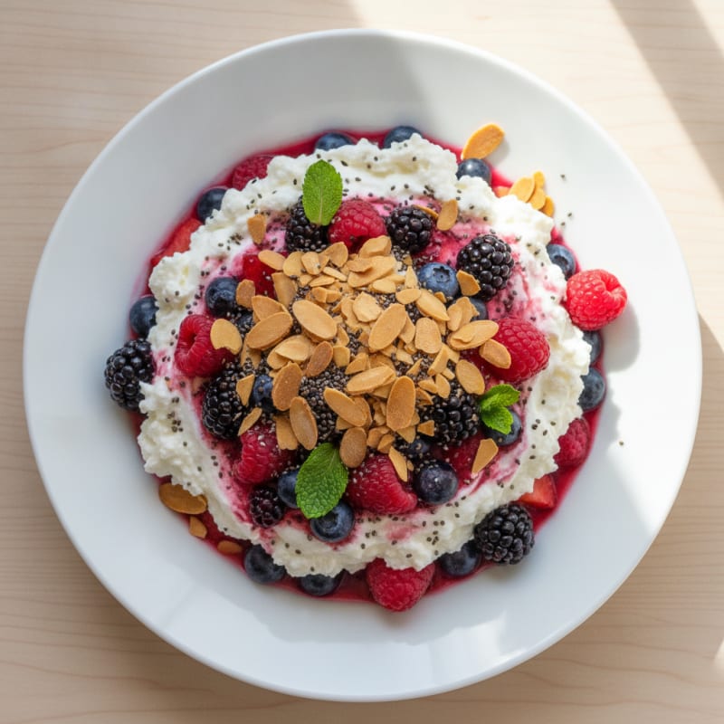 Greek Yogurt Protein Parfait with Mixed Berries