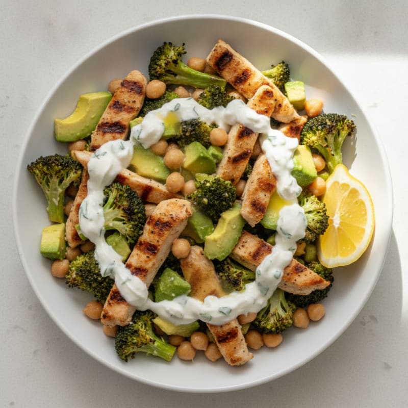 Grilled Chicken and Broccoli Salad with Avocado