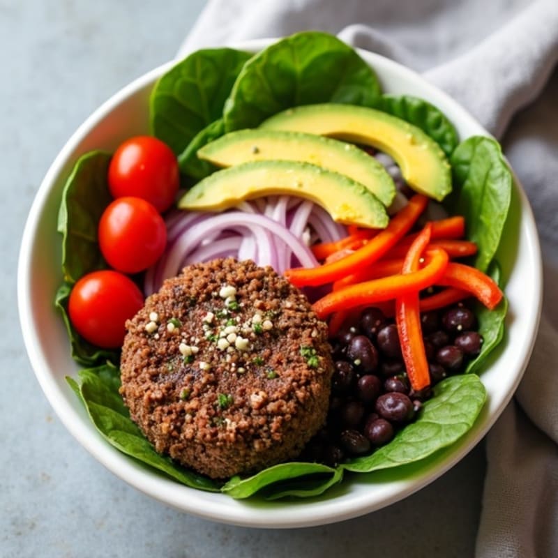 Lean Ground Beef Burger Bowl with Fresh Vegetables