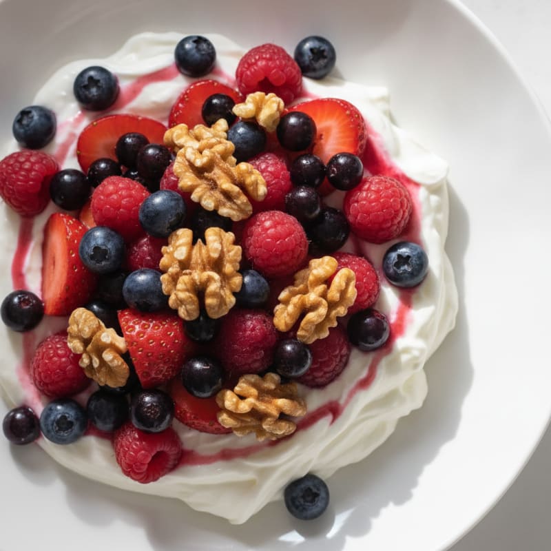 Greek Yogurt Protein Mousse with Mixed Berries
