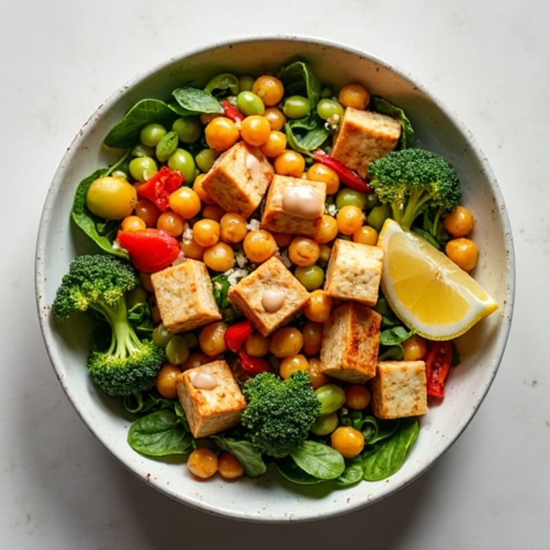 Crispy Chickpea & Roasted Vegetable Buddha Bowl with Creamy Tahini