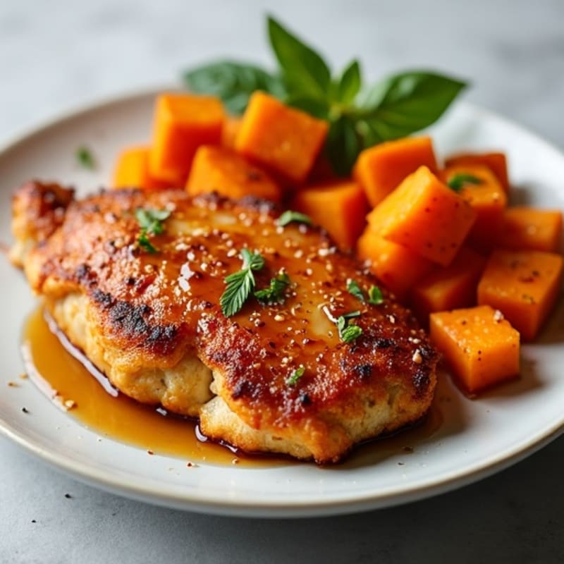 Crispy Maple-Glazed Chicken with Roasted Sweet Potatoes