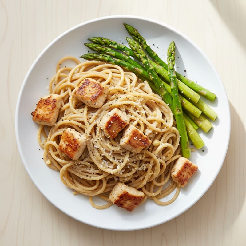 Chicken Carbonara with Roasted Asparagus