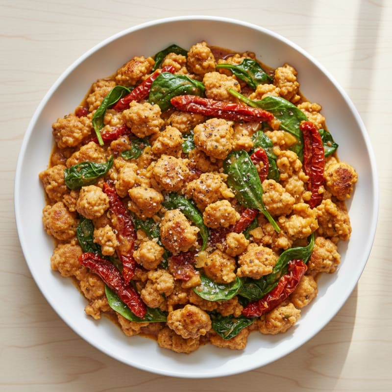 Creamy Tuscan Ground Chicken Skillet