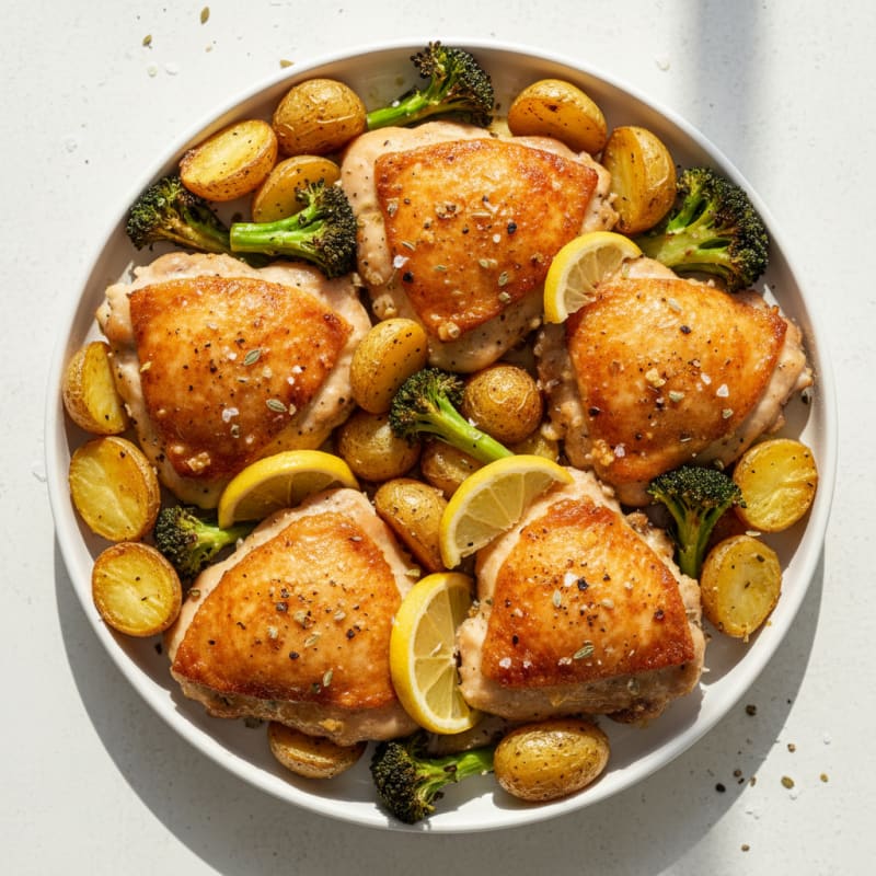Crispy Lemon-Herb Roasted Chicken Thighs
