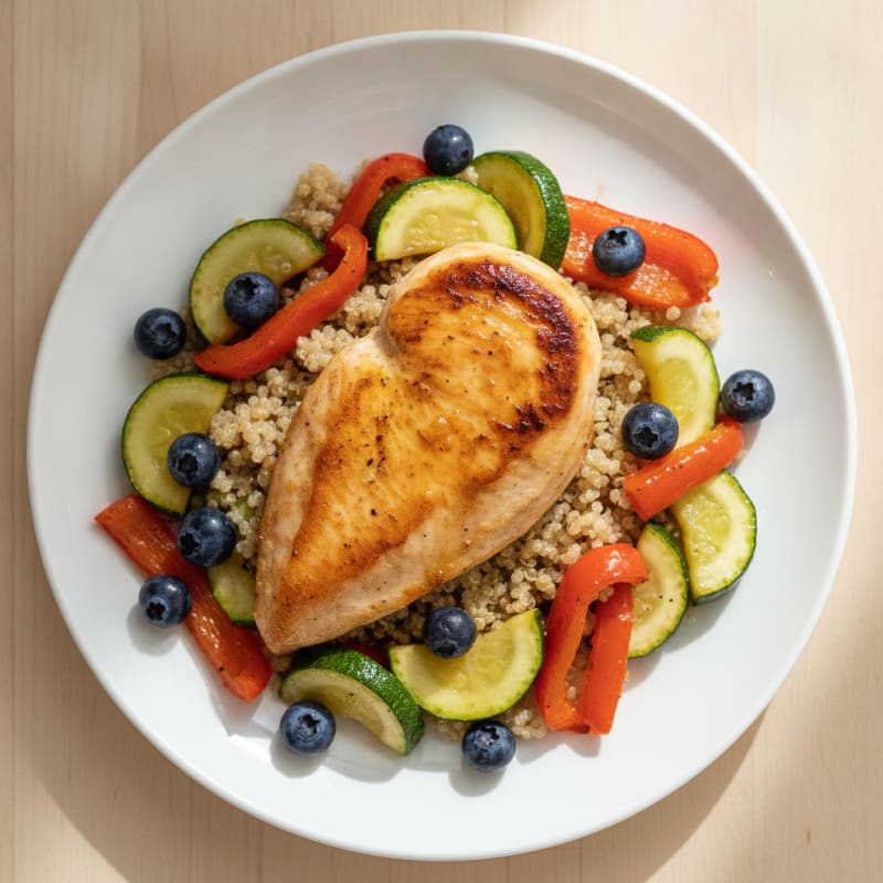 Seared Chicken Breast with Roasted Vegetables and Quinoa