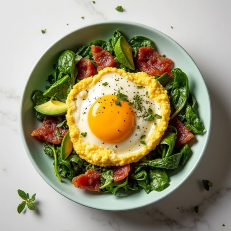 Egg White Scramble with Spinach and Turkey Bacon