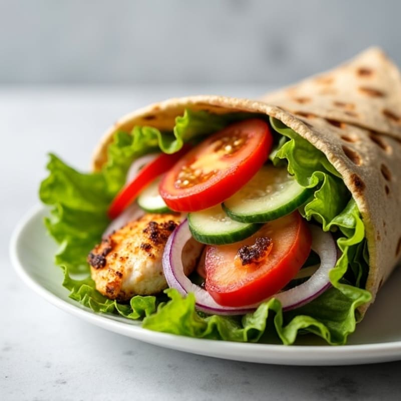 Crispy Grilled Chicken and Fresh Vegetable Wrap