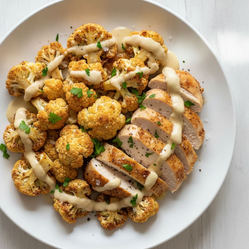 Roasted Cauliflower with Tahini Drizzle