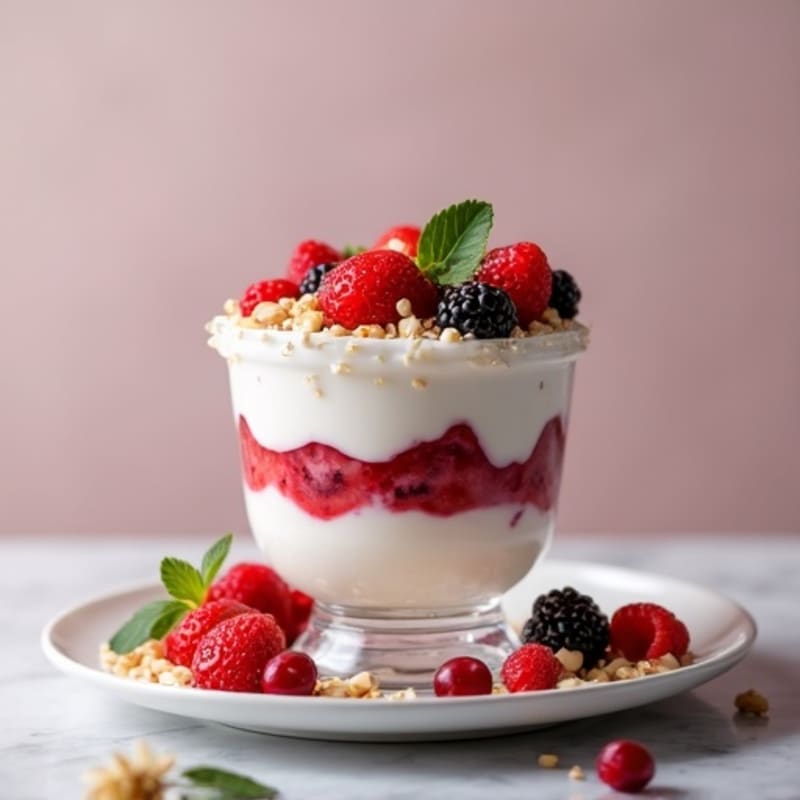 Greek Yogurt Protein Parfait with Mixed Berries and Whey Protein
