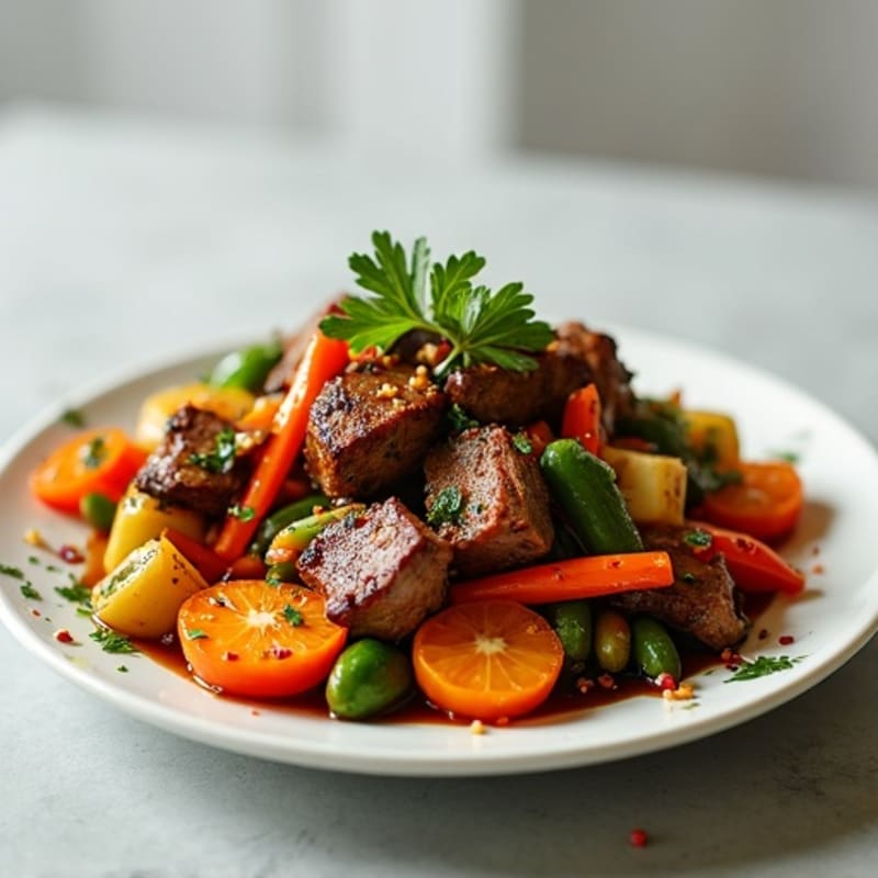 Lean Beef Stir-Fry with Sweet Ginger-Garlic Glaze and Crisp Vegetables
