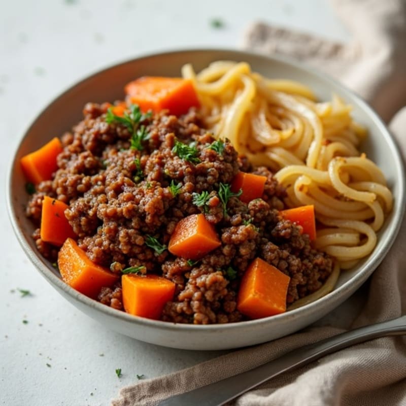 Smoky Sweet Potato Beef Skillet with Caramelized Onions
