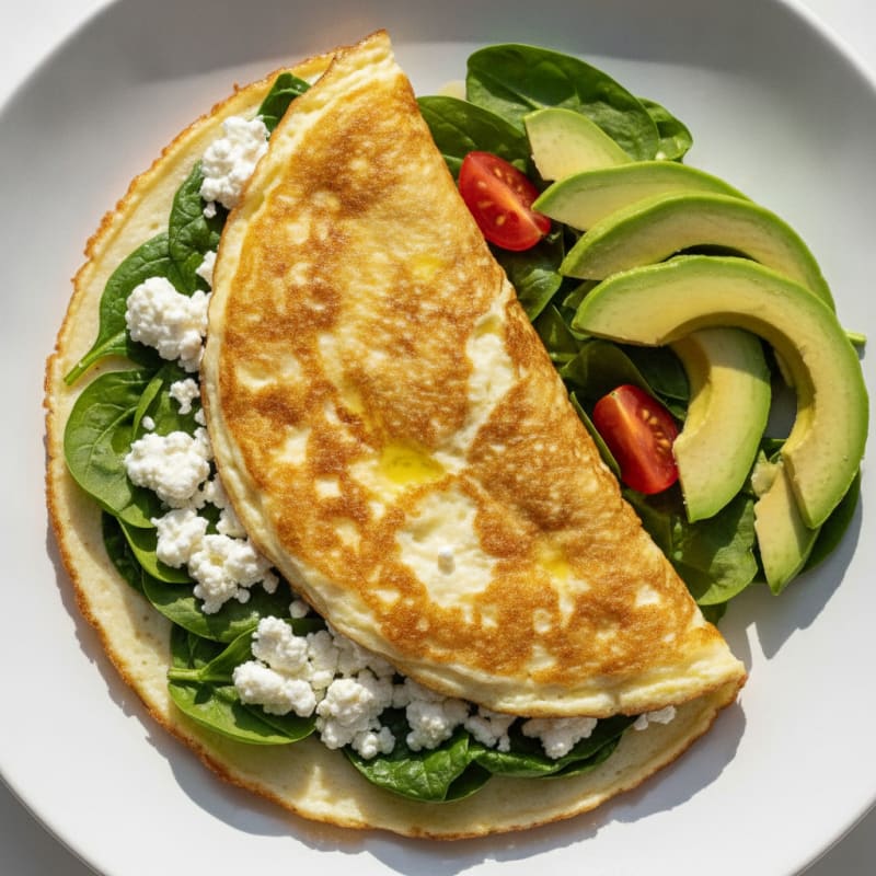 Egg White Spinach Omelette with Cottage Cheese