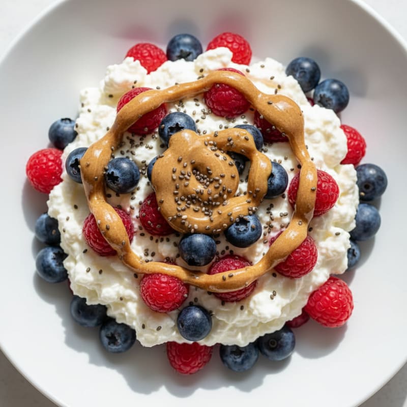 Greek Yogurt Protein Parfait with Almond Butter and Berries
