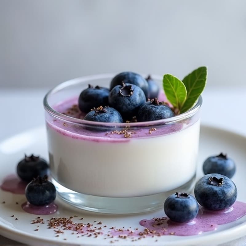 Silky Vanilla Protein Yogurt with Blueberries and Chia Seeds