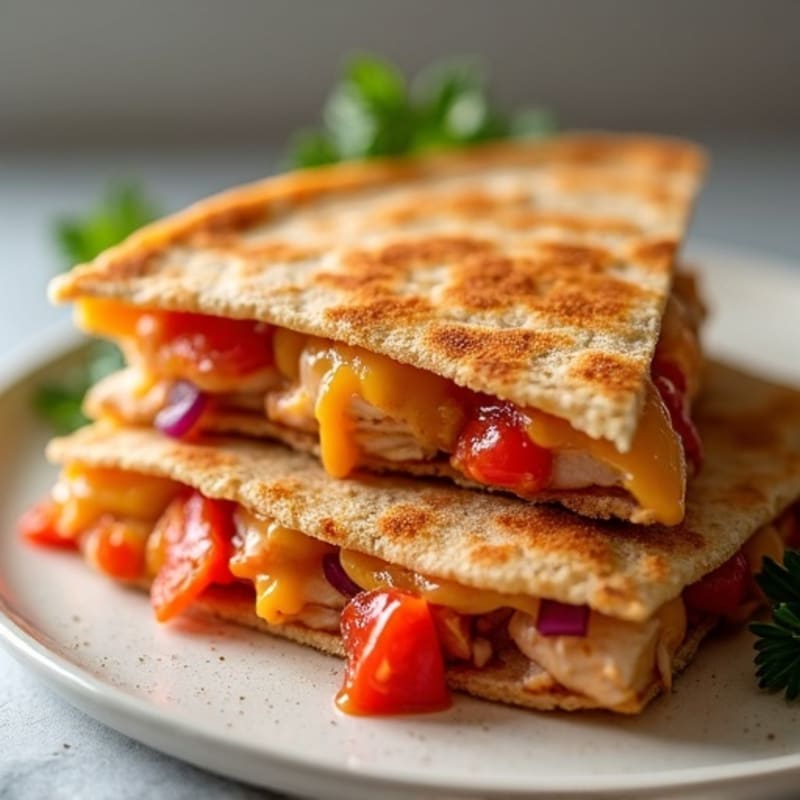 Crispy Whole Wheat BBQ Chicken Quesadilla