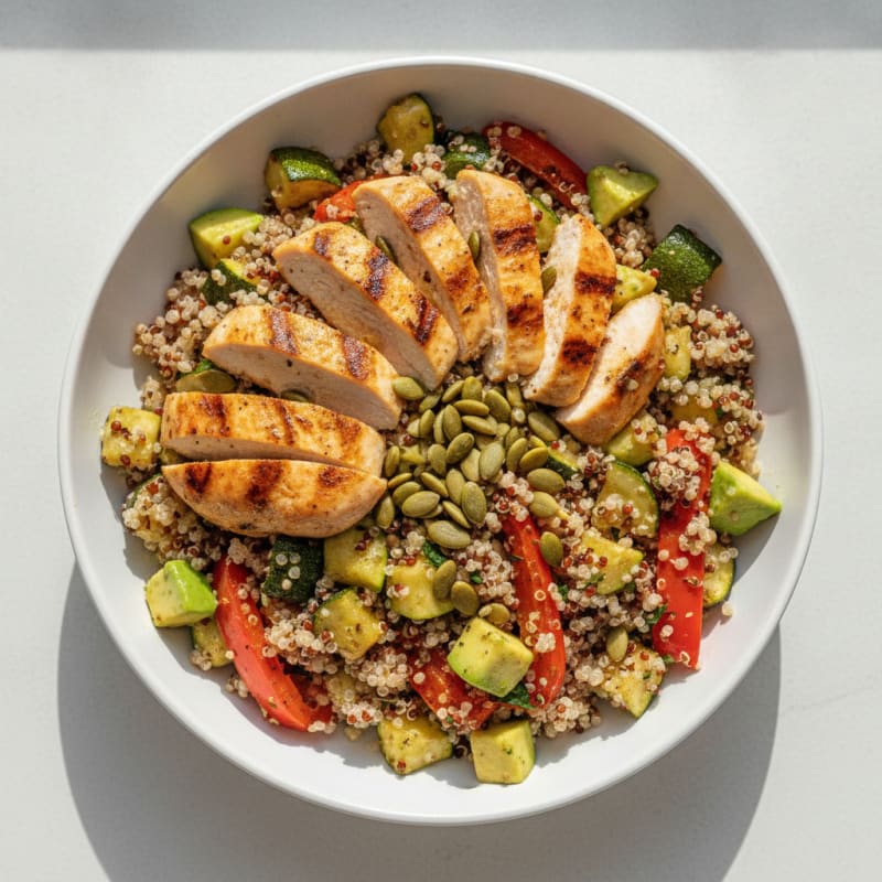 Grilled Chicken and Quinoa Salad with Roasted Vegetables
