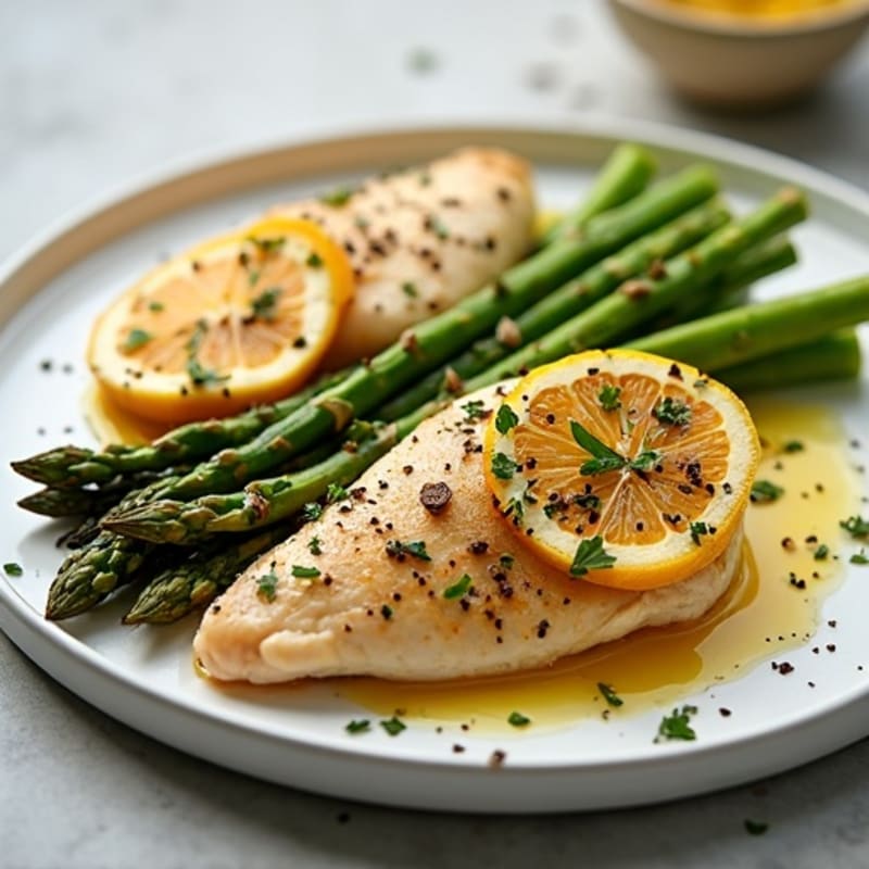 Lemon Herb Roasted Chicken with Crispy Asparagus