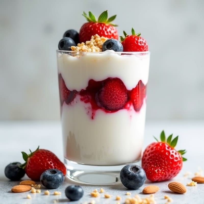Greek Yogurt Protein Parfait with Mixed Berries and Almonds